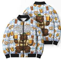 Funny Beer Oktoberfest Bomber Puffer Jacket Ich Bin Nur Wegen Dem Bier Hier - Wonder Print Shop