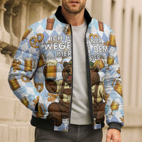 Funny Beer Oktoberfest Bomber Puffer Jacket Ich Bin Nur Wegen Dem Bier Hier - Wonder Print Shop
