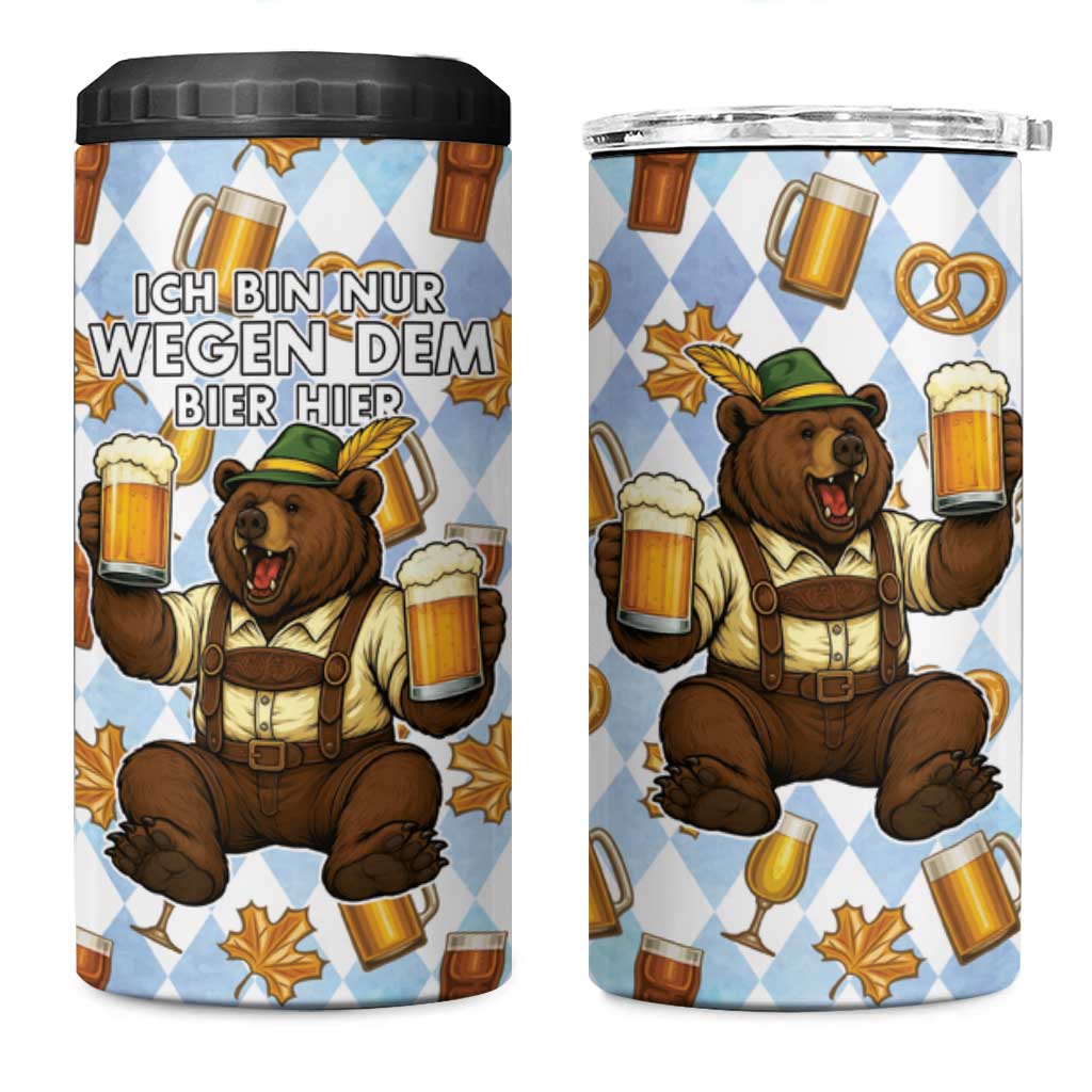 Funny Beer Oktoberfest 4 in 1 Can Cooler Tumbler Ich Bin Nur Wegen Dem Bier Hier - Wonder Print Shop