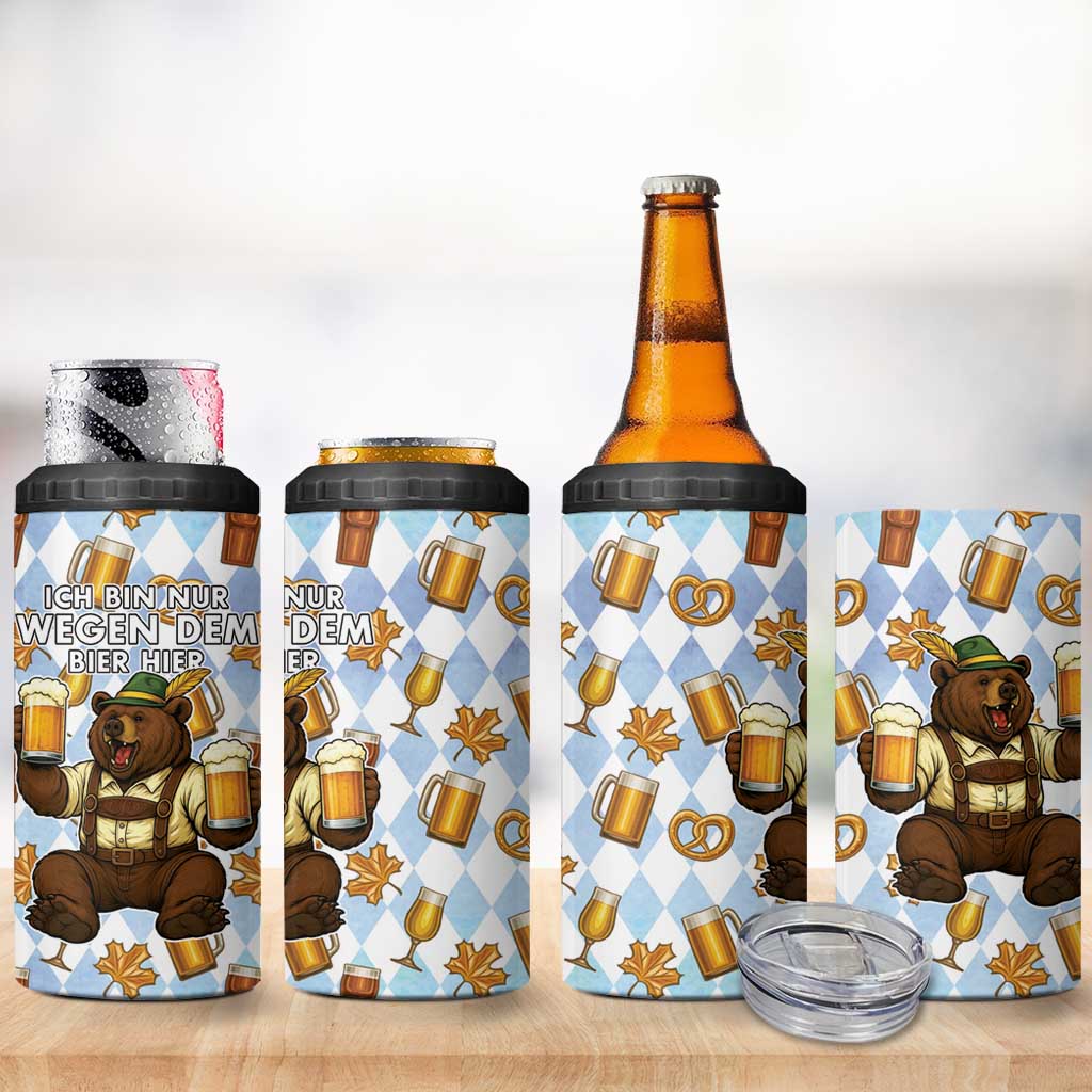 Funny Beer Oktoberfest 4 in 1 Can Cooler Tumbler Ich Bin Nur Wegen Dem Bier Hier - Wonder Print Shop