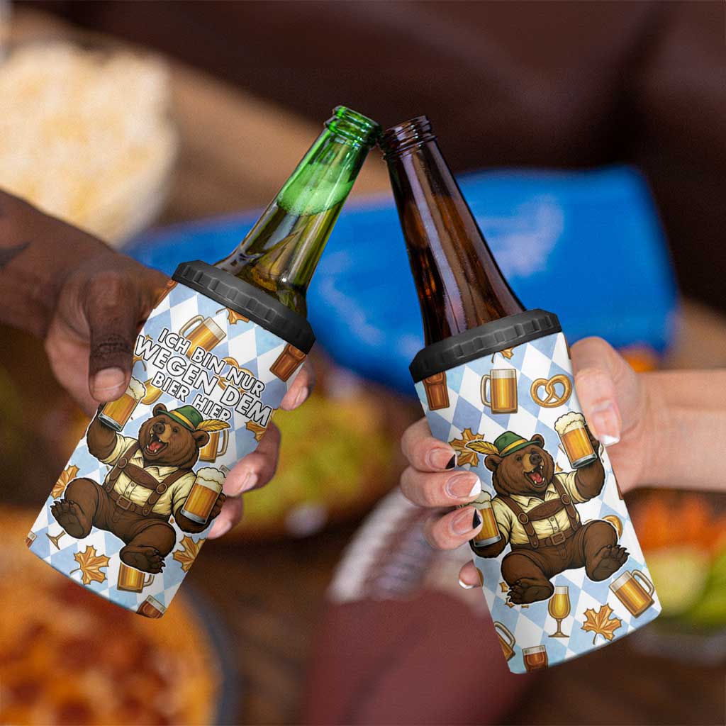 Funny Beer Oktoberfest 4 in 1 Can Cooler Tumbler Ich Bin Nur Wegen Dem Bier Hier - Wonder Print Shop