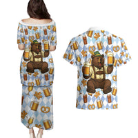 Funny Beer Oktoberfest Couples Matching Puletasi and Hawaiian Shirt Ich Bin Nur Wegen Dem Bier Hier - Wonder Print Shop