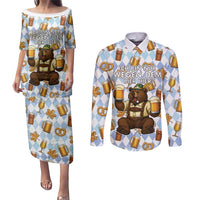 Funny Beer Oktoberfest Couples Matching Puletasi and Long Sleeve Button Shirt Ich Bin Nur Wegen Dem Bier Hier - Wonder Print Shop