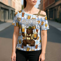 Funny Beer Oktoberfest Cross Shoulder Shirt Ich Bin Nur Wegen Dem Bier Hier - Wonder Print Shop