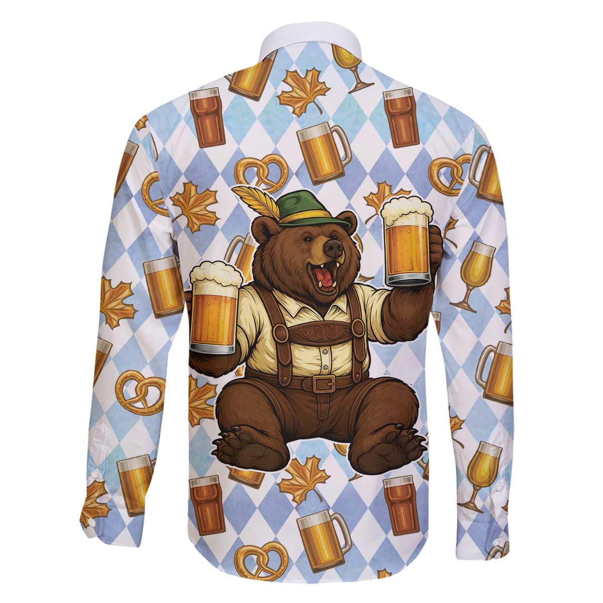 Funny Beer Oktoberfest Family Matching Off The Shoulder Long Sleeve Dress and Hawaiian Shirt Ich Bin Nur Wegen Dem Bier Hier - Wonder Print Shop