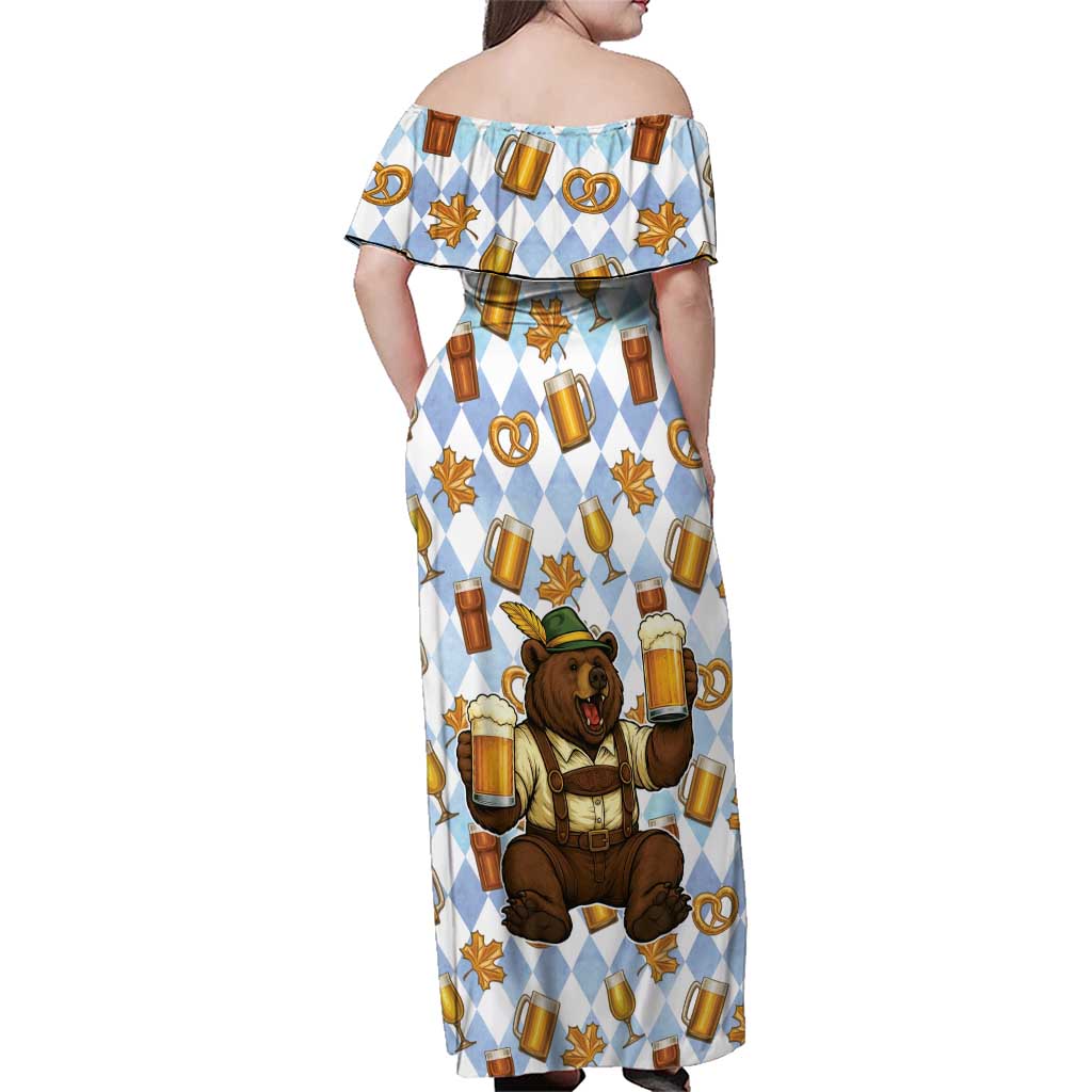 Funny Beer Oktoberfest Family Matching Off Shoulder Maxi Dress and Hawaiian Shirt Ich Bin Nur Wegen Dem Bier Hier - Wonder Print Shop