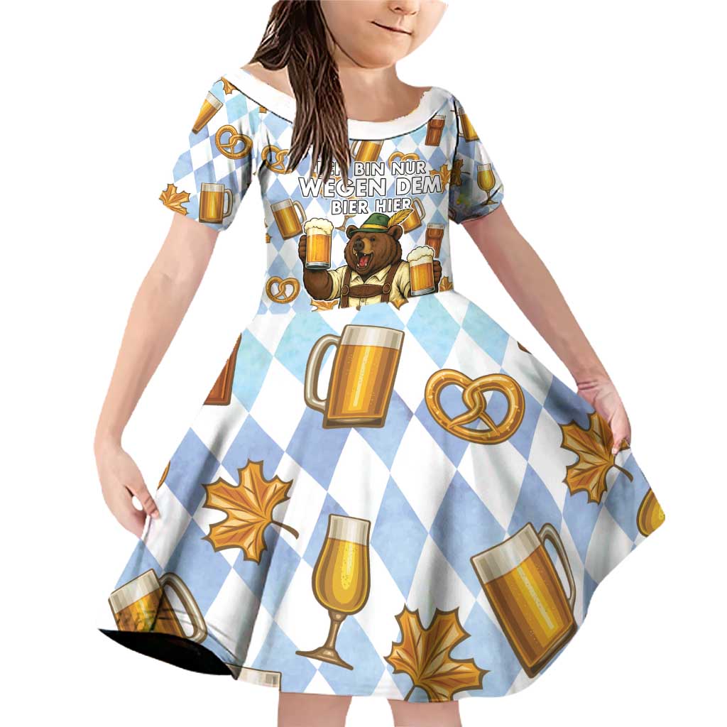 Funny Beer Oktoberfest Family Matching Off Shoulder Short Dress and Hawaiian Shirt Ich Bin Nur Wegen Dem Bier Hier - Wonder Print Shop