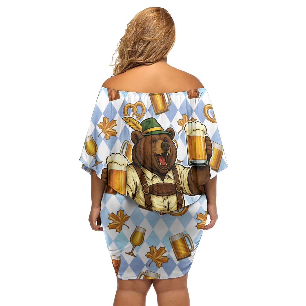 Funny Beer Oktoberfest Family Matching Off Shoulder Short Dress and Hawaiian Shirt Ich Bin Nur Wegen Dem Bier Hier - Wonder Print Shop