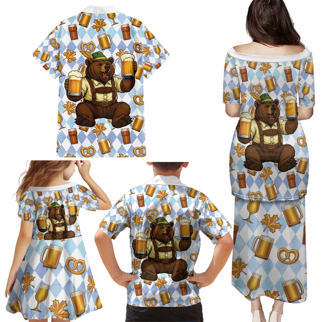 Funny Beer Oktoberfest Family Matching Puletasi and Hawaiian Shirt Ich Bin Nur Wegen Dem Bier Hier - Wonder Print Shop