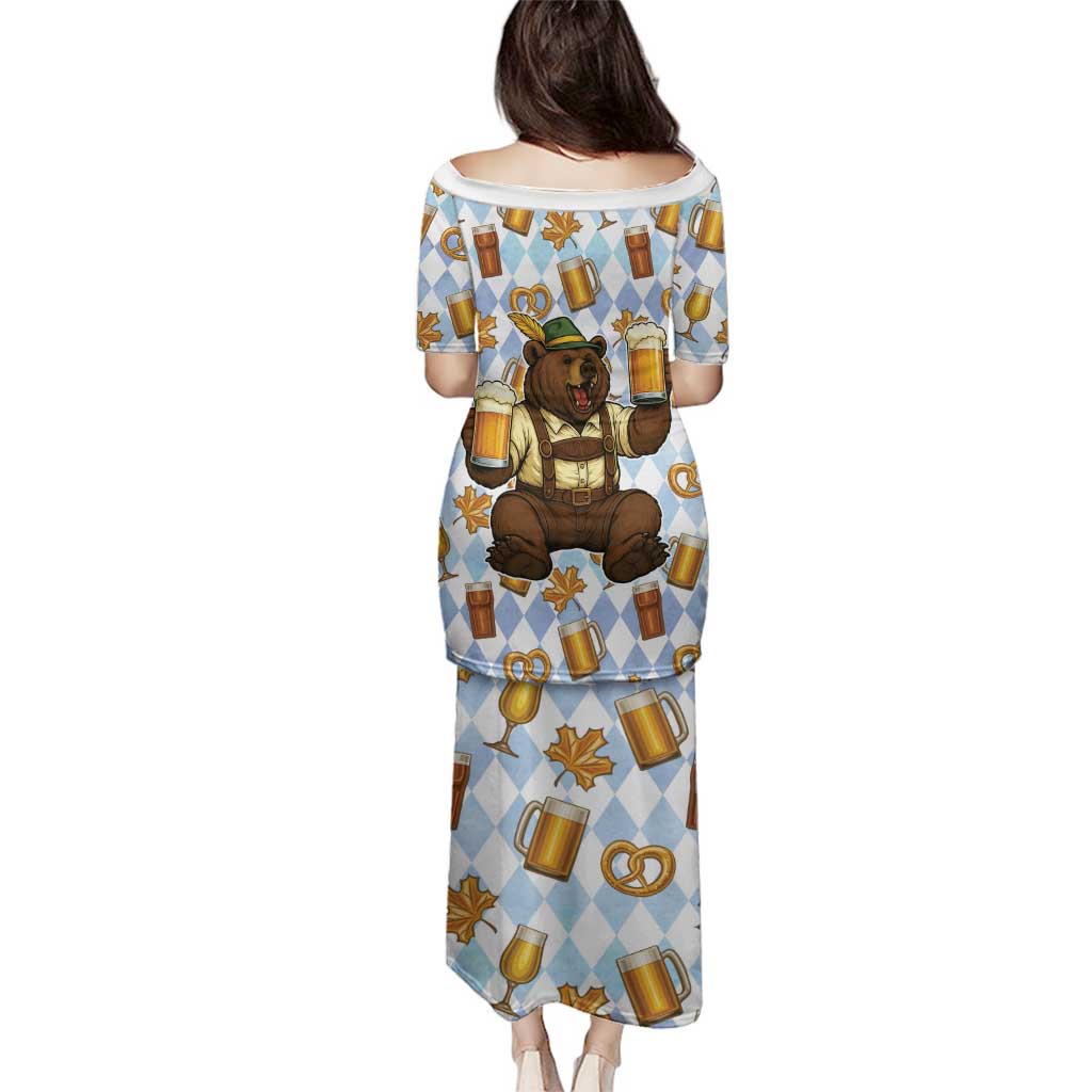 Funny Beer Oktoberfest Family Matching Puletasi and Hawaiian Shirt Ich Bin Nur Wegen Dem Bier Hier - Wonder Print Shop