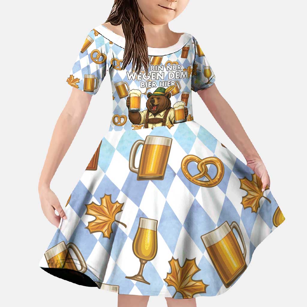 Funny Beer Oktoberfest Family Matching Short Sleeve Bodycon Dress and Hawaiian Shirt Ich Bin Nur Wegen Dem Bier Hier - Wonder Print Shop