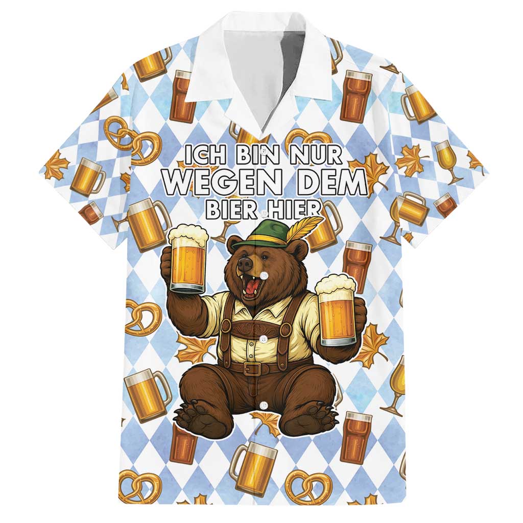 Funny Beer Oktoberfest Family Matching Short Sleeve Bodycon Dress and Hawaiian Shirt Ich Bin Nur Wegen Dem Bier Hier - Wonder Print Shop