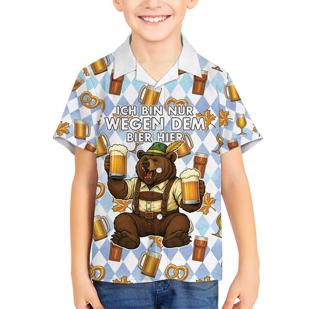 Funny Beer Oktoberfest Family Matching Short Sleeve Bodycon Dress and Hawaiian Shirt Ich Bin Nur Wegen Dem Bier Hier - Wonder Print Shop