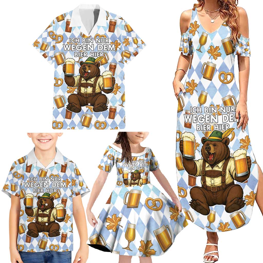 Funny Beer Oktoberfest Family Matching Summer Maxi Dress and Hawaiian Shirt Ich Bin Nur Wegen Dem Bier Hier - Wonder Print Shop