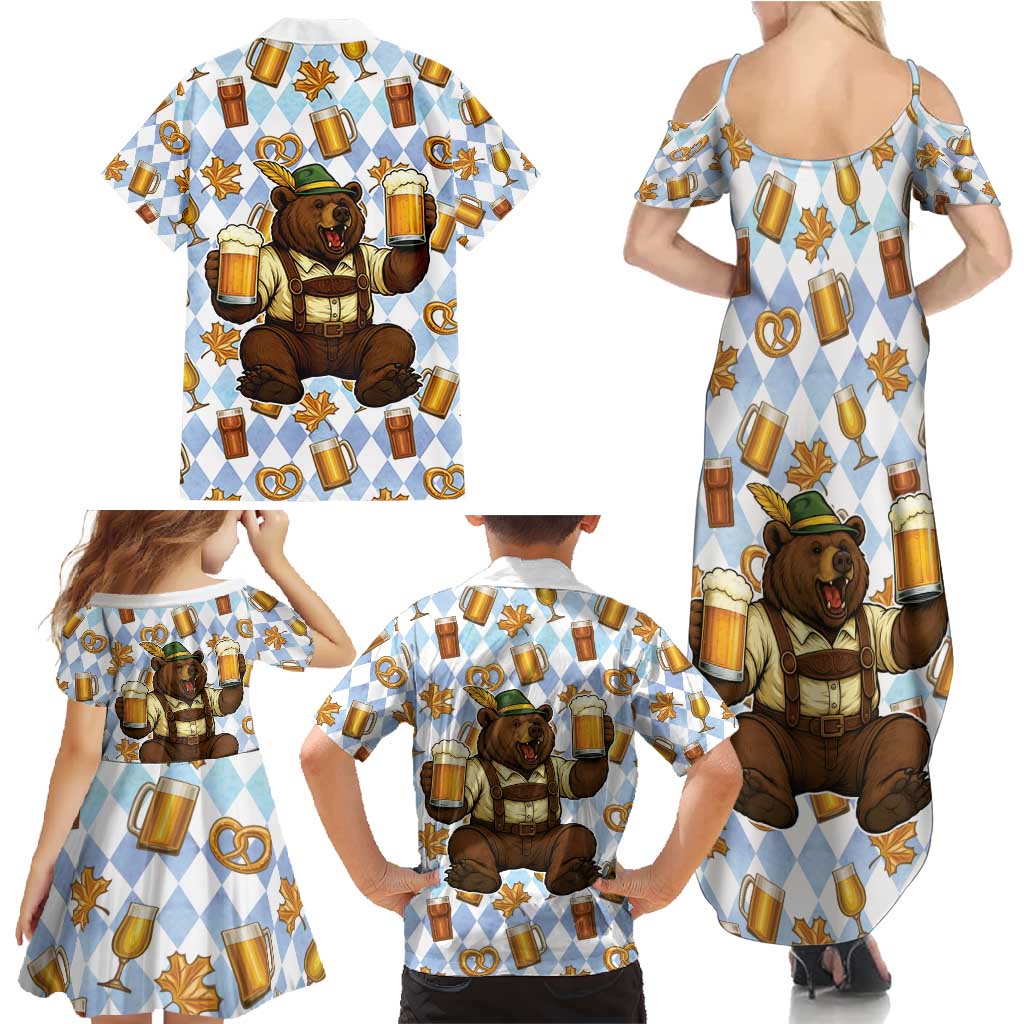 Funny Beer Oktoberfest Family Matching Summer Maxi Dress and Hawaiian Shirt Ich Bin Nur Wegen Dem Bier Hier - Wonder Print Shop