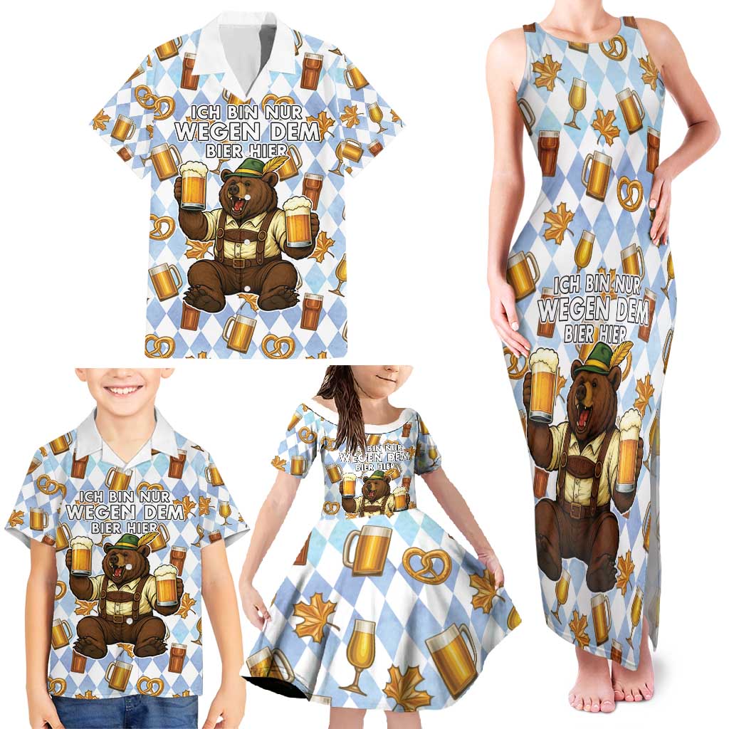 Funny Beer Oktoberfest Family Matching Tank Maxi Dress and Hawaiian Shirt Ich Bin Nur Wegen Dem Bier Hier - Wonder Print Shop