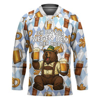 Funny Beer Oktoberfest Hockey Jersey Ich Bin Nur Wegen Dem Bier Hier - Wonder Print Shop