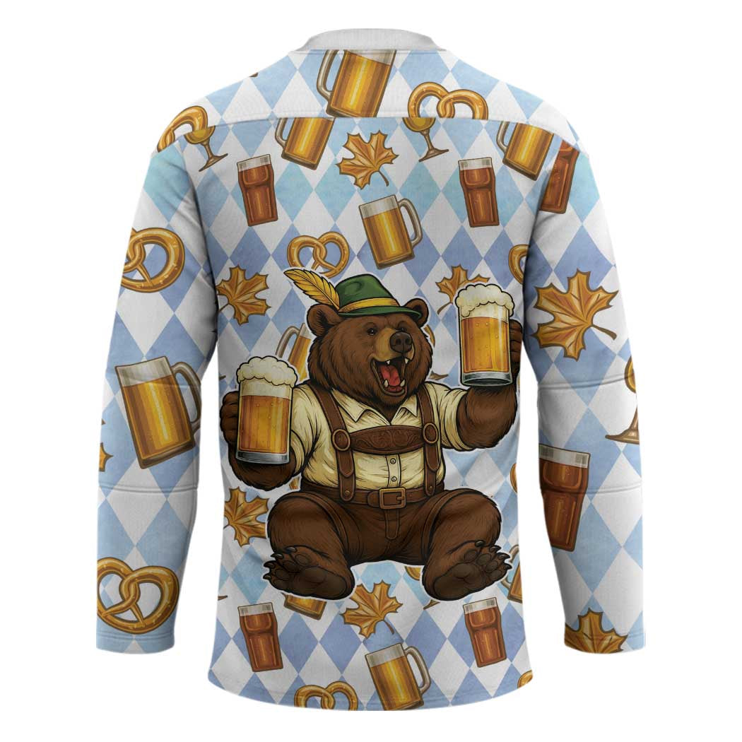 Funny Beer Oktoberfest Hockey Jersey Ich Bin Nur Wegen Dem Bier Hier - Wonder Print Shop