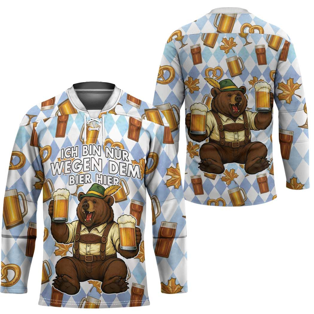 Funny Beer Oktoberfest Hockey Jersey Ich Bin Nur Wegen Dem Bier Hier - Wonder Print Shop