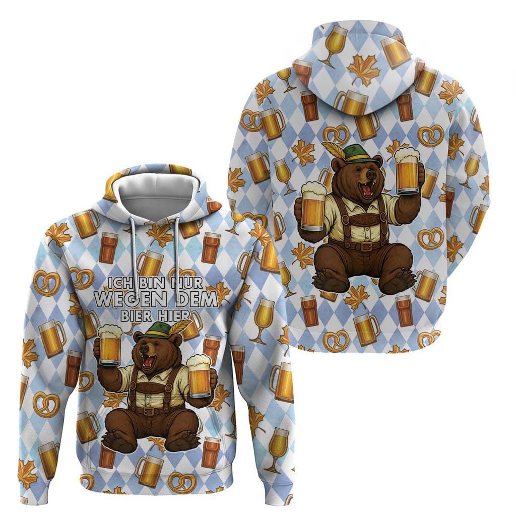 Funny Beer Oktoberfest Hoodie Ich Bin Nur Wegen Dem Bier Hier - Wonder Print Shop