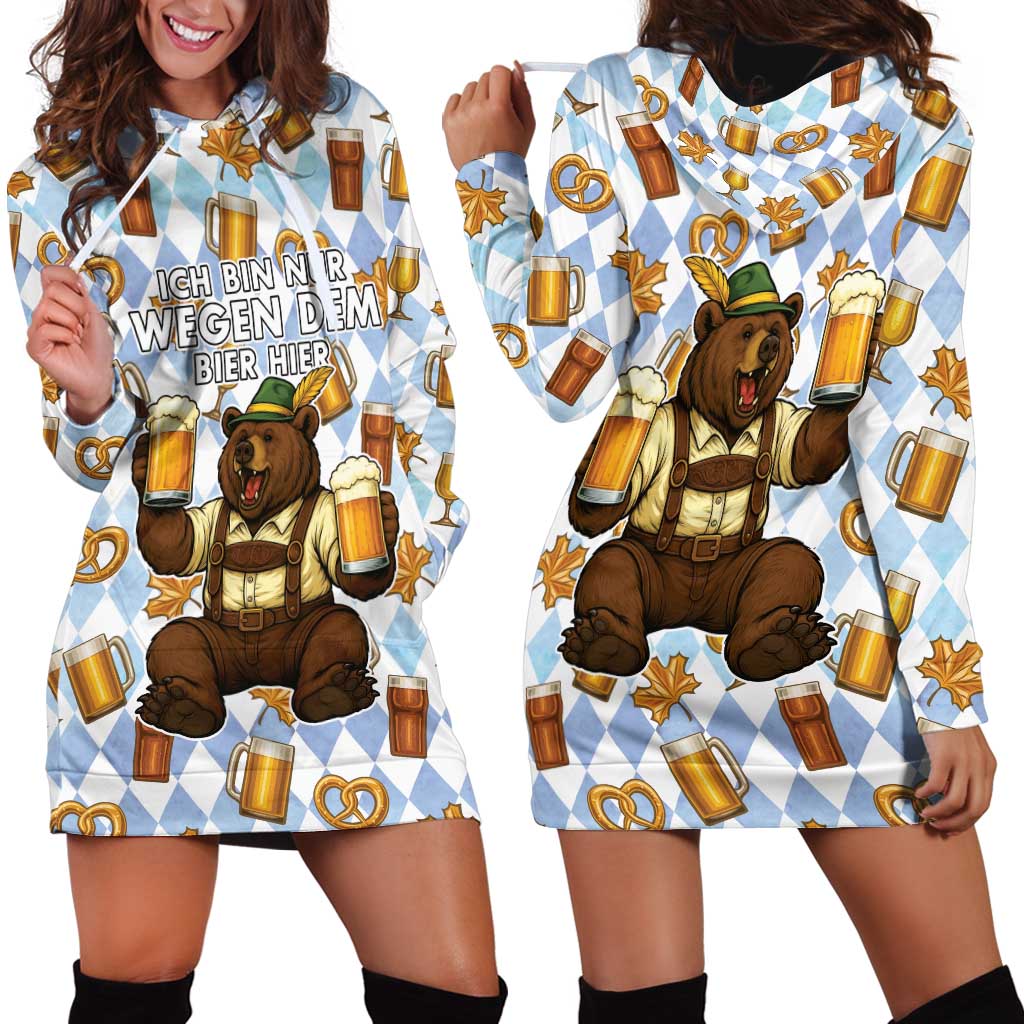 Funny Beer Oktoberfest Hoodie Dress Ich Bin Nur Wegen Dem Bier Hier - Wonder Print Shop