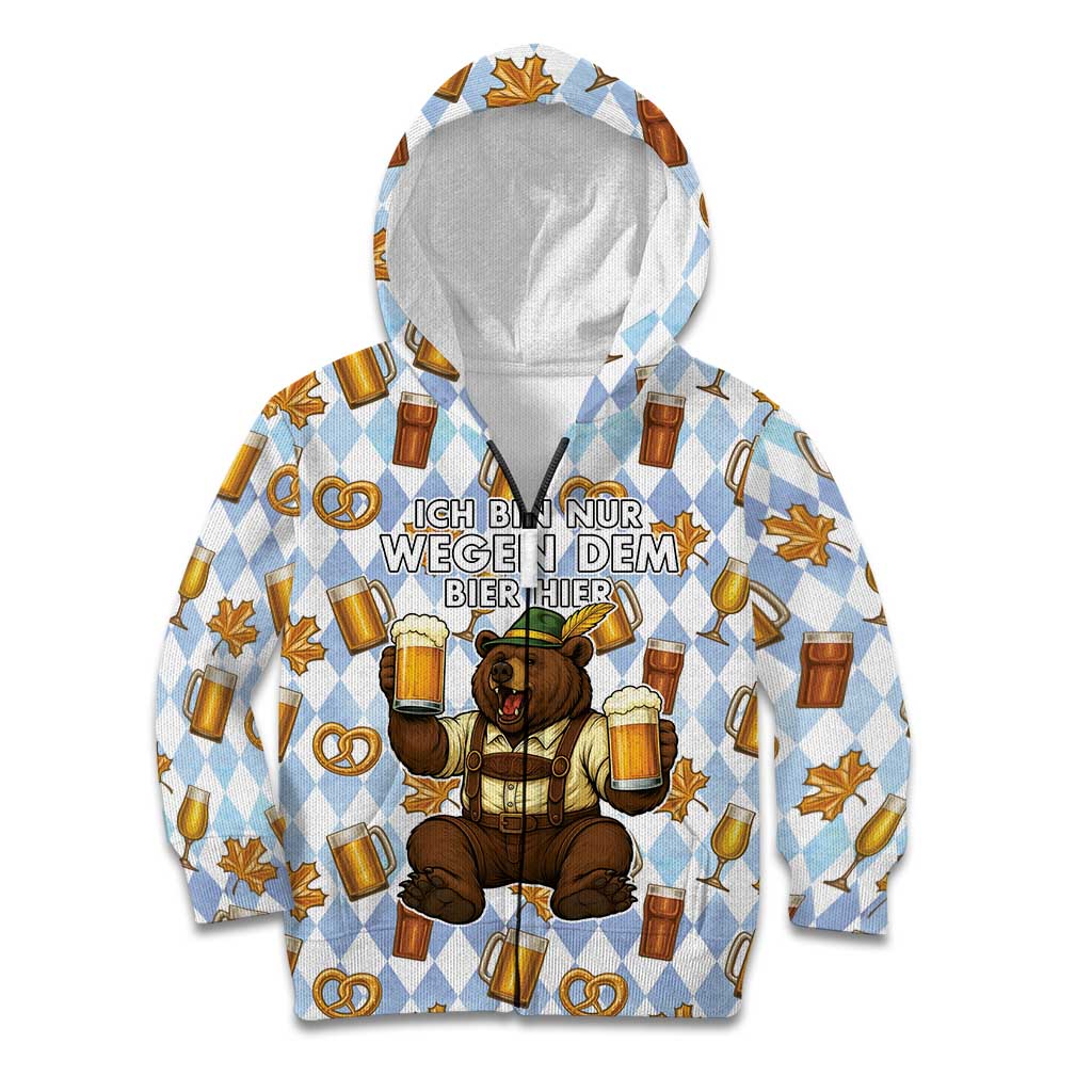 Funny Beer Oktoberfest Kid Hoodie Ich Bin Nur Wegen Dem Bier Hier - Wonder Print Shop