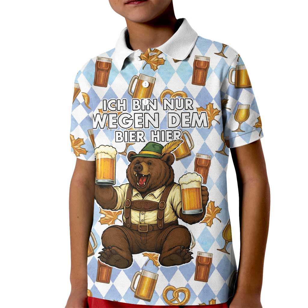 Funny Beer Oktoberfest Kid Polo Shirt Ich Bin Nur Wegen Dem Bier Hier - Wonder Print Shop