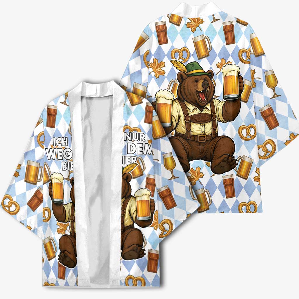 Funny Beer Oktoberfest Kimono Ich Bin Nur Wegen Dem Bier Hier - Wonder Print Shop
