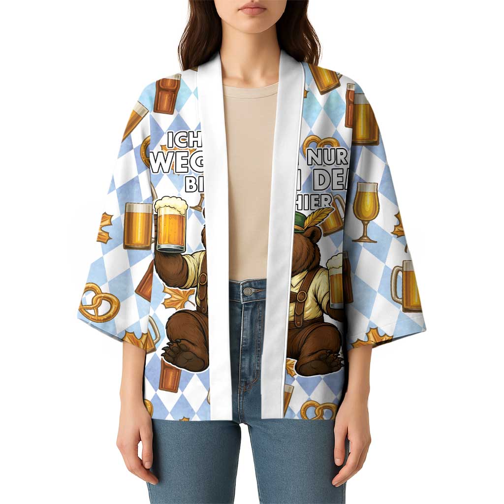 Funny Beer Oktoberfest Kimono Ich Bin Nur Wegen Dem Bier Hier - Wonder Print Shop