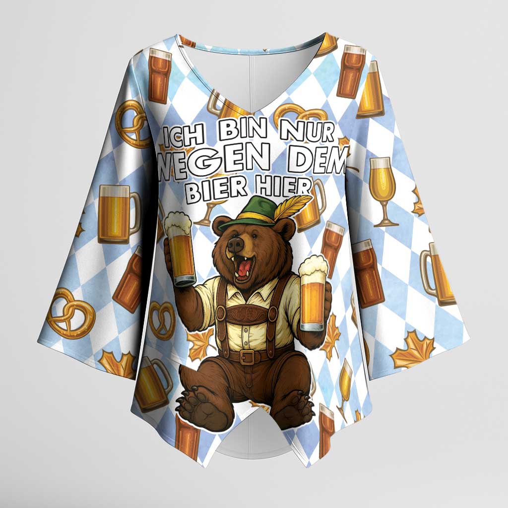 Funny Beer Oktoberfest Kimono Sleeve Blouse Ich Bin Nur Wegen Dem Bier Hier - Wonder Print Shop