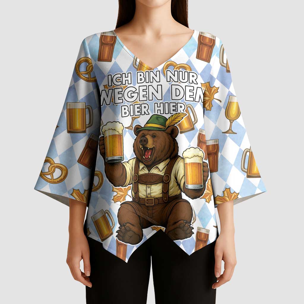 Funny Beer Oktoberfest Kimono Sleeve Blouse Ich Bin Nur Wegen Dem Bier Hier - Wonder Print Shop