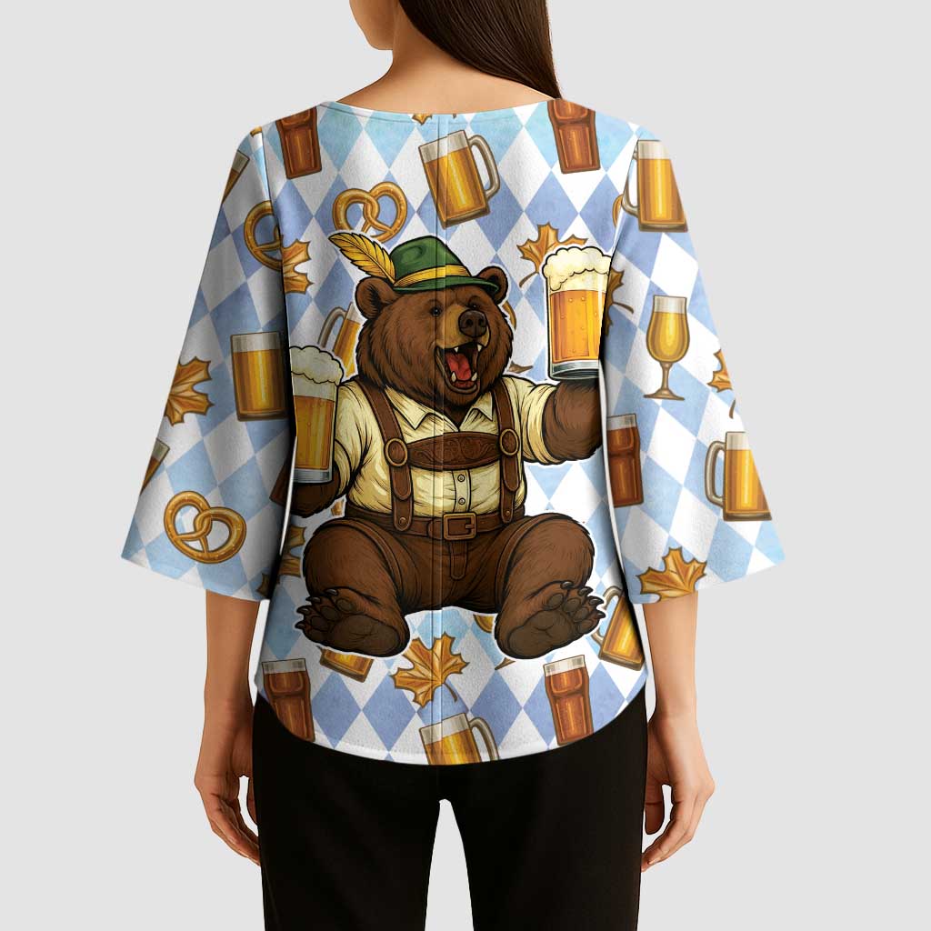 Funny Beer Oktoberfest Kimono Sleeve Blouse Ich Bin Nur Wegen Dem Bier Hier - Wonder Print Shop