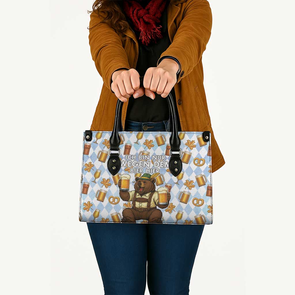 Funny Beer Oktoberfest Leather Bag Ich Bin Nur Wegen Dem Bier Hier - Wonder Print Shop