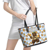 Funny Beer Oktoberfest Leather Tote Bag Ich Bin Nur Wegen Dem Bier Hier - Wonder Print Shop