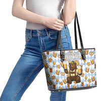 Funny Beer Oktoberfest Leather Tote Bag Ich Bin Nur Wegen Dem Bier Hier - Wonder Print Shop
