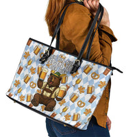 Funny Beer Oktoberfest Leather Tote Bag Ich Bin Nur Wegen Dem Bier Hier - Wonder Print Shop