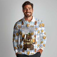 Funny Beer Oktoberfest Long Sleeve Polo Shirt Ich Bin Nur Wegen Dem Bier Hier - Wonder Print Shop