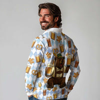 Funny Beer Oktoberfest Long Sleeve Polo Shirt Ich Bin Nur Wegen Dem Bier Hier - Wonder Print Shop