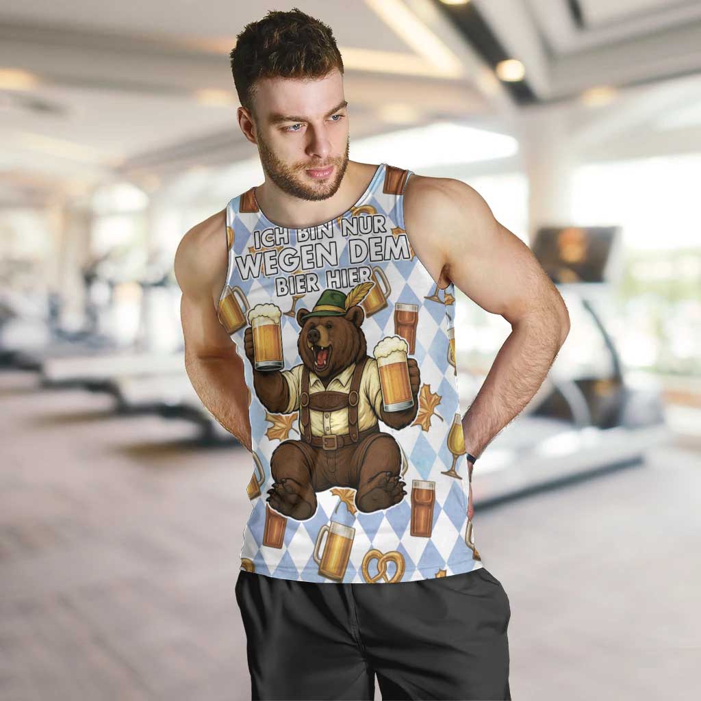 Funny Beer Oktoberfest Men Tank Top Ich Bin Nur Wegen Dem Bier Hier - Wonder Print Shop