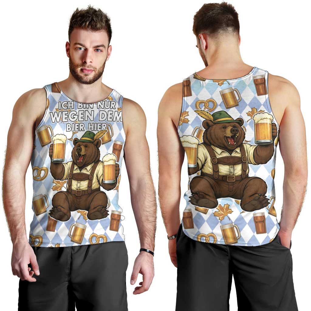 Funny Beer Oktoberfest Men Tank Top Ich Bin Nur Wegen Dem Bier Hier - Wonder Print Shop