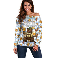 Funny Beer Oktoberfest Off Shoulder Sweater Ich Bin Nur Wegen Dem Bier Hier - Wonder Print Shop