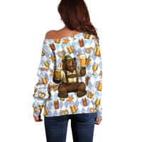 Funny Beer Oktoberfest Off Shoulder Sweater Ich Bin Nur Wegen Dem Bier Hier - Wonder Print Shop