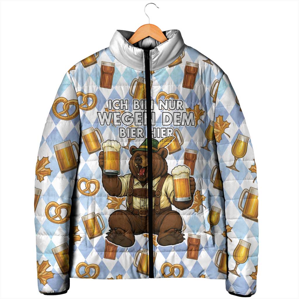 Funny Beer Oktoberfest Padded Jacket Ich Bin Nur Wegen Dem Bier Hier - Wonder Print Shop