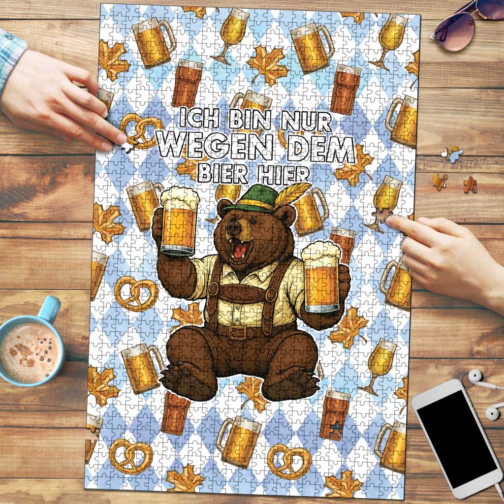 Funny Beer Oktoberfest Puzzle Ich Bin Nur Wegen Dem Bier Hier - Wonder Print Shop