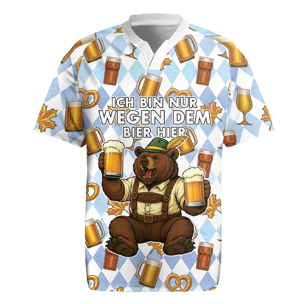 Funny Beer Oktoberfest Rugby Jersey Ich Bin Nur Wegen Dem Bier Hier - Wonder Print Shop
