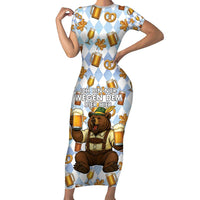 Funny Beer Oktoberfest Short Sleeve Bodycon Dress Ich Bin Nur Wegen Dem Bier Hier - Wonder Print Shop
