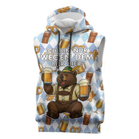 Funny Beer Oktoberfest Sleeveless Hoodie Ich Bin Nur Wegen Dem Bier Hier - Wonder Print Shop