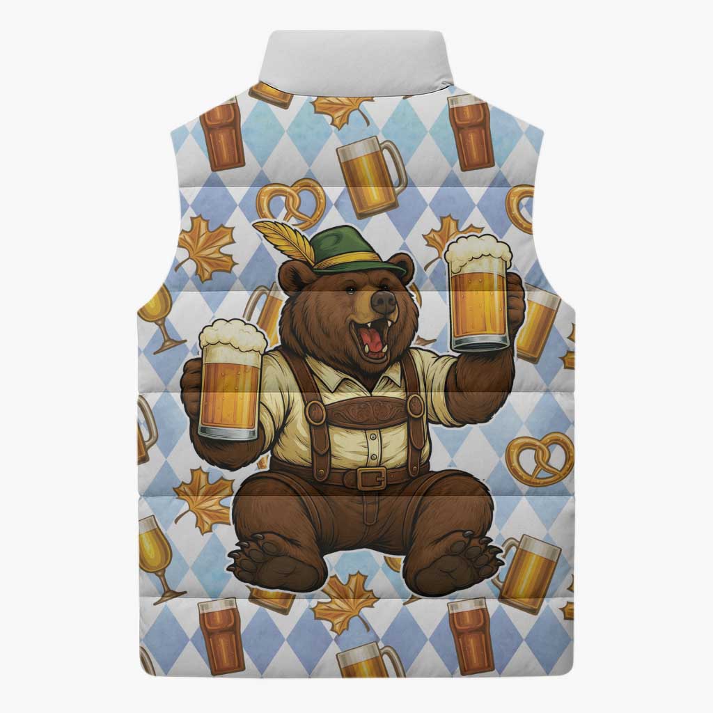 Funny Beer Oktoberfest Sleeveless Puffer Jacket Ich Bin Nur Wegen Dem Bier Hier - Wonder Print Shop