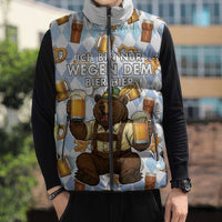 Funny Beer Oktoberfest Sleeveless Puffer Jacket Ich Bin Nur Wegen Dem Bier Hier - Wonder Print Shop