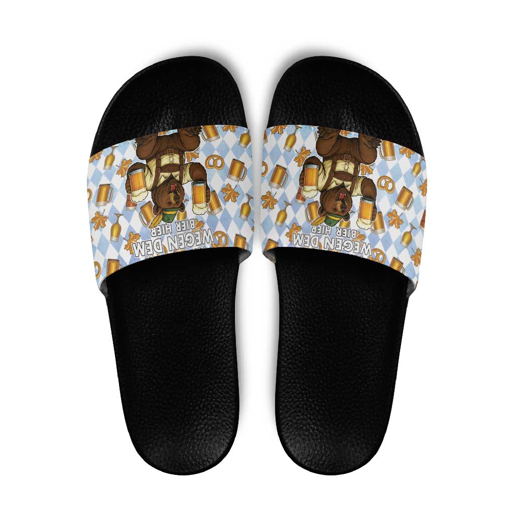Funny Beer Oktoberfest Slide Sandals Ich Bin Nur Wegen Dem Bier Hier - Wonder Print Shop
